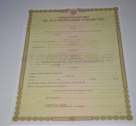 Свидетельство об Установлении Отцовства 2014г в Волгограде